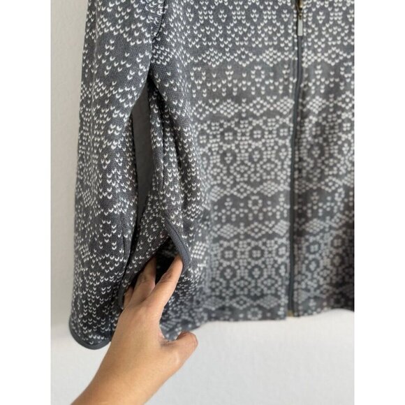 Stan Herman Fleece Jacket Women's‎ Large Geometric Gray Zip Up Mock Neck Casual - Picture 3 of 14